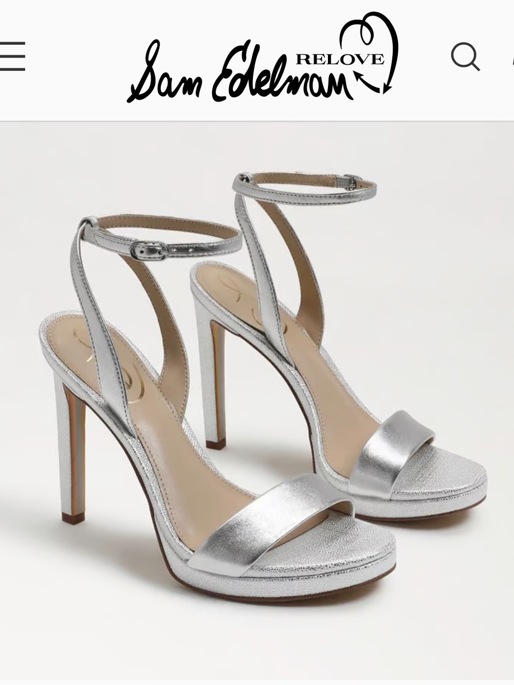 Sam Edelman Jade Silver Ankle Strap Heels